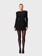 Black Even Odds Mini Dress featuring a fitted silhouette and short sleeves, perfect for casual or evening wear.
