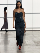 Elegant smoke-colored Flicker Gathered Cami with a gathered detail and adjustable straps for a flattering silhouette.