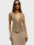 Frankie Top in Dune color, featuring a stylish design suitable for casual or semi-formal occasions.