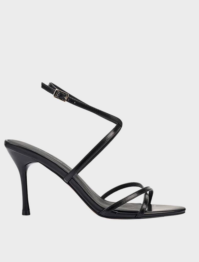 Black Garcelle heel featuring a sleek design and elegant silhouette, perfect for formal or evening wear.