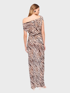 Gigi Zebra Drape Top showcasing a chic zebra animal print style.
