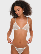 White glitter bralette with a shimmering finish, designed for a stylish and eye-catching look.