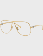 MU A04S 5AK08N glasses in gold featuring a clear blue light filter for enhanced visual comfort and style.