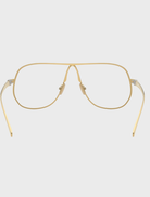 Elegant gold MU A04S 5AK08N glasses featuring a clear blue light filter for improved visual comfort.