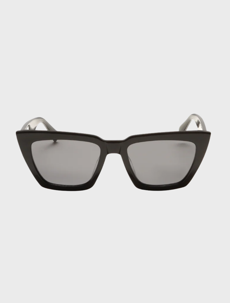 Hailey II sunglasses featuring a sleek black frame and grey lenses, perfect for stylish sun protection.