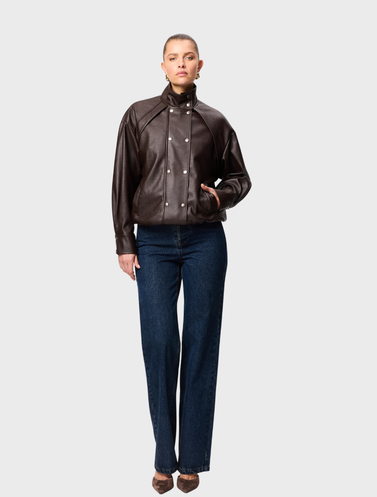 Jordan jacket in rich Espresso hue, combining contemporary style with functional design for active lifestyles.