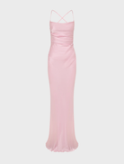 Blossom-colored La Lune Lace Back Maxi Dress, showcasing a delicate lace back and flowing silhouette.