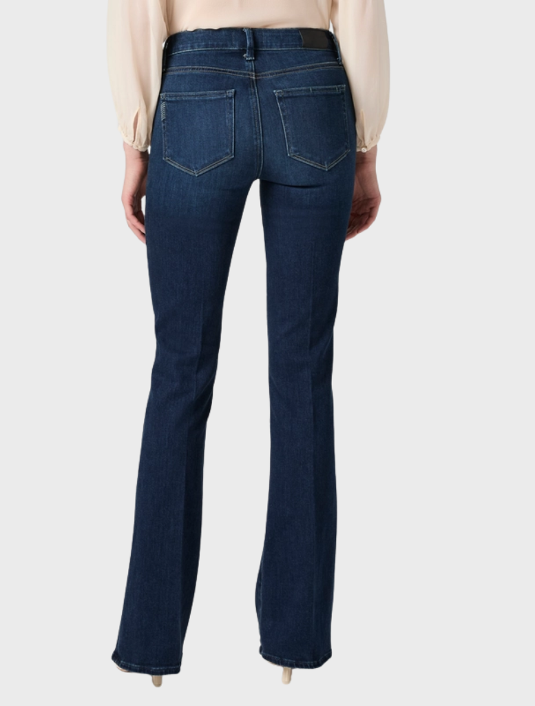 Bootcut jeans, High Rise Laurel Canyon 32", in dark wash, offering vintage style with modern comfort from TRANSCEND VINTAGE denim.