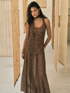 A close-up of the Driftline Maxi Sun Dress, highlighting its fabric texture and intricate design details suitable for summer wear.