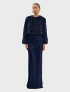 Navy Lola Crop Jacket featuring a stylish design and tailored fit, perfect for casual or semi-formal occasions.