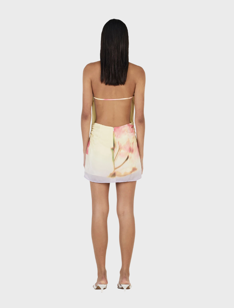 Louisa Mini Dress in a radiant Golden Drift shade, designed with a flattering fit, perfect for warm weather occasions.