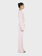 Blush Lucielle Cashmere Cardigan laid flat, illustrating its smooth texture and sophisticated look for casual wear.