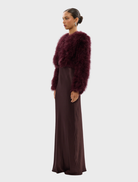 Chic wine Manhattan crop jacket, designed for a trendy look, suitable for both casual and formal occasions.