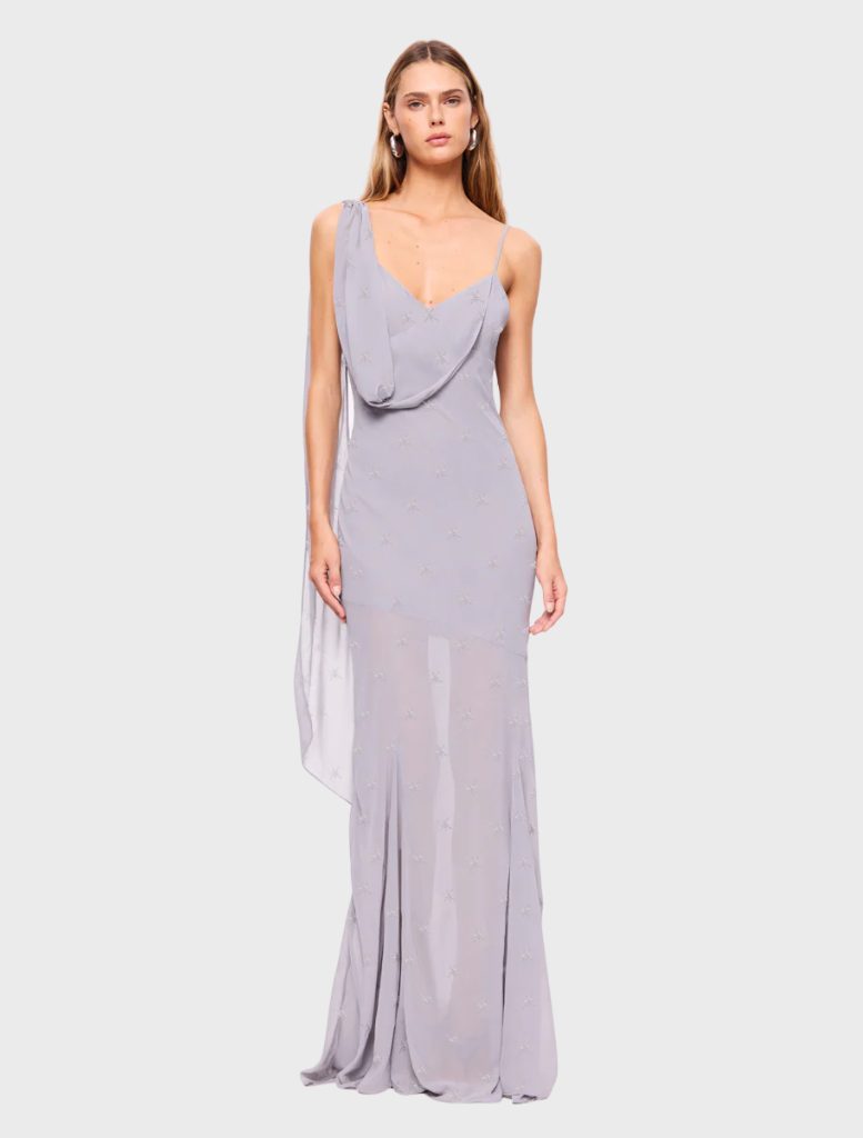 Marina Beaded Cowl Neck Gown