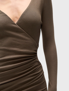 Anya maxi dress in a sophisticated martini hue, designed with a graceful silhouette for versatile styling options.