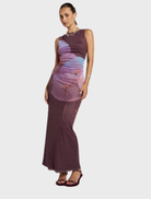 Timeless Maxi Slip Dress with a graceful silhouette, showcasing exclusive Phoria artwork of ethereal nasturtium leaves in soft hues.