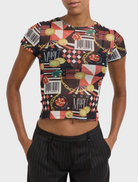 A vibrant mini tee showcasing a casino theme, complete with illustrations of dice and playing cards.