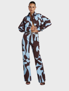 High-waisted Easy Jean with straight leg design, showcasing hand-drawn Mirage artwork inspired by altered realities.