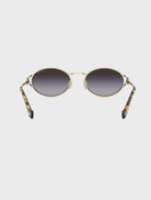 Stylish sunglasses showcasing a gold metal frame paired with black lenses, suitable for any outdoor occasion.