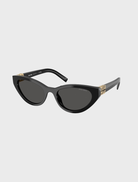 A pair of sunglasses featuring elegant gold detailing on the temples, showcasing a stylish and sophisticated design.