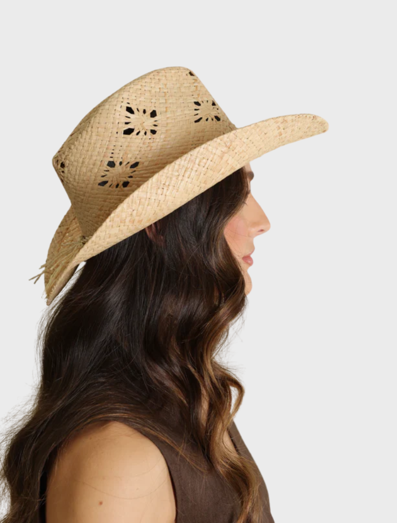 Natural Morgan cowboy fedora with a wide brim and classic design, perfect for outdoor activities and stylish attire.