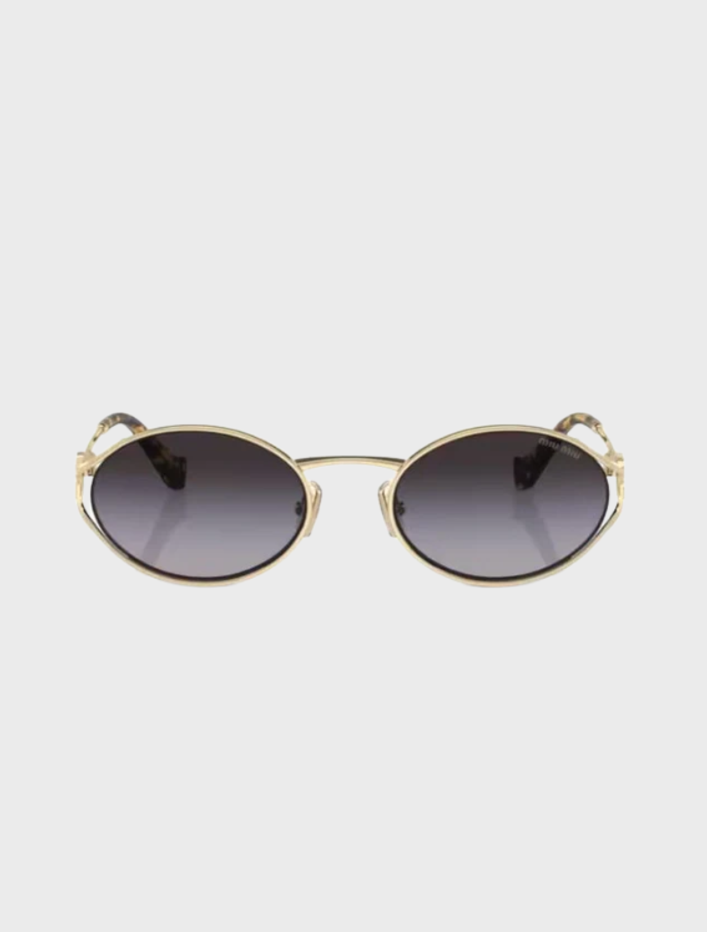 Fashionable sunglasses with a shiny gold metal frame and black lenses, offering a modern touch to your outfit.