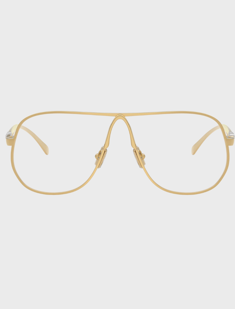 Gold MU A04S 5AK08N glasses with a clear blue light filter, designed for style and eye protection.