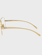 Stylish gold MU A04S 5AK08N glasses equipped with a clear blue light filter for reducing eye strain.