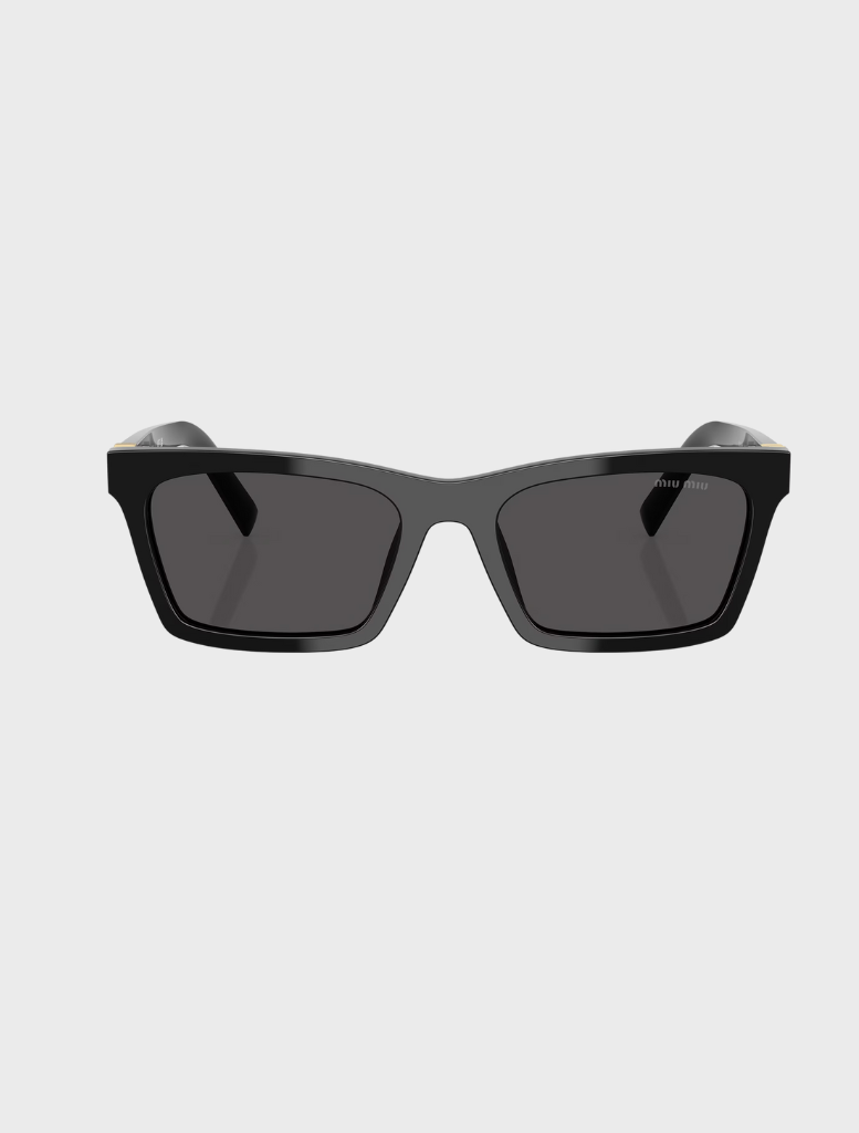 Stylish black and grey MU A05S 16K08Z 55 sunglasses shown from the front.