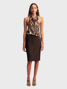 A belted midi skirt in Ristretto color, featuring a stylish design suitable for various occasions.