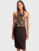 Otis belted midi skirt in a rich Ristretto shade, showcasing a chic and versatile silhouette.