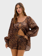 Leopard print shorts featuring a soft, stretchy fabric, combining comfort with trendy design.