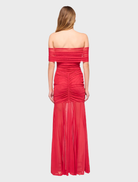 Red Phoenix Bustier Maxi Dress featuring a fitted bodice and flowing skirt, perfect for formal occasions or summer events.