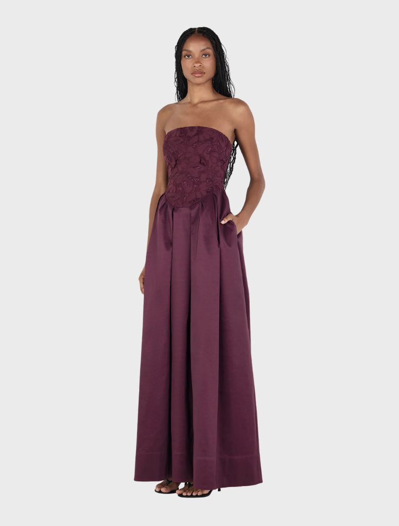 Mulberry Portia Maxi Dress, designed with a long, flowing style ideal for special events and gatherings.