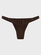 A close-up of a chocolate-colored Rhodes Bottom fabric, showcasing its rich texture and deep hue.