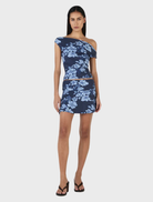 Stylish Camila Top in navy with a wave motif, ideal for versatile fashion choices.