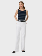 Sasha 32 wide leg jeans in crisp white, featuring a stylish and modern design suitable for various occasions.