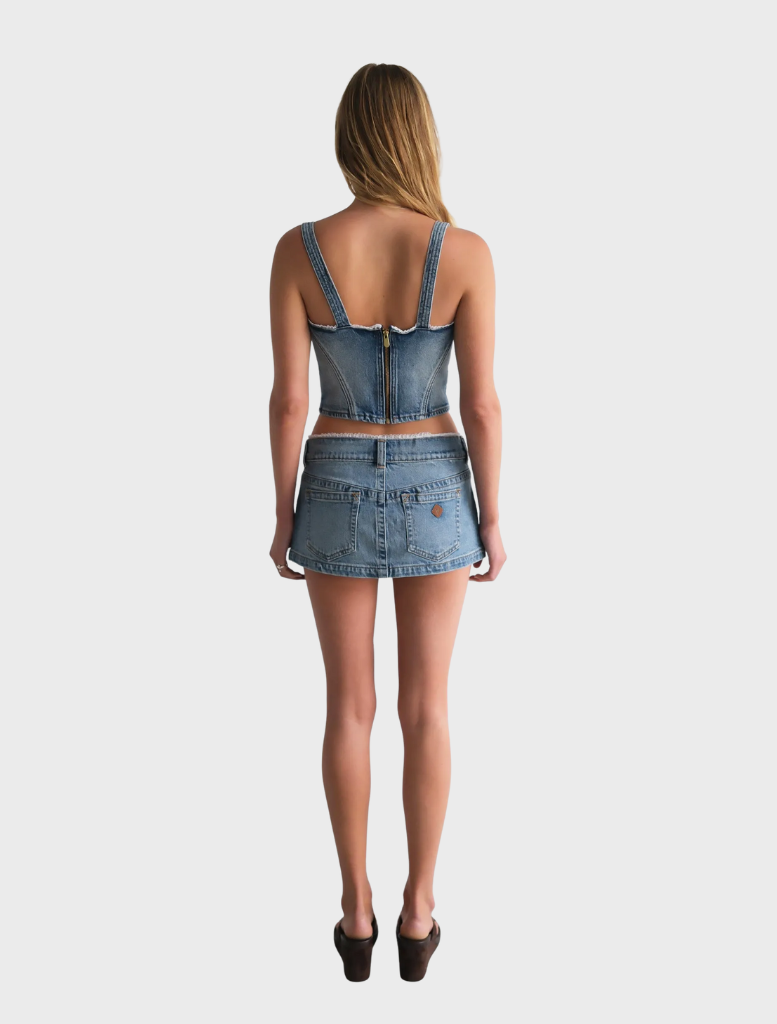 Chic super low mini skirt with a lace texture, designed for a bold fashion statement and a flattering silhouette.