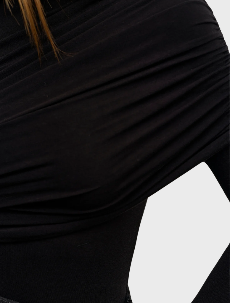 Shadow-colored Ariya bodysuit, showcasing a stylish and fitted design suitable for various occasions.