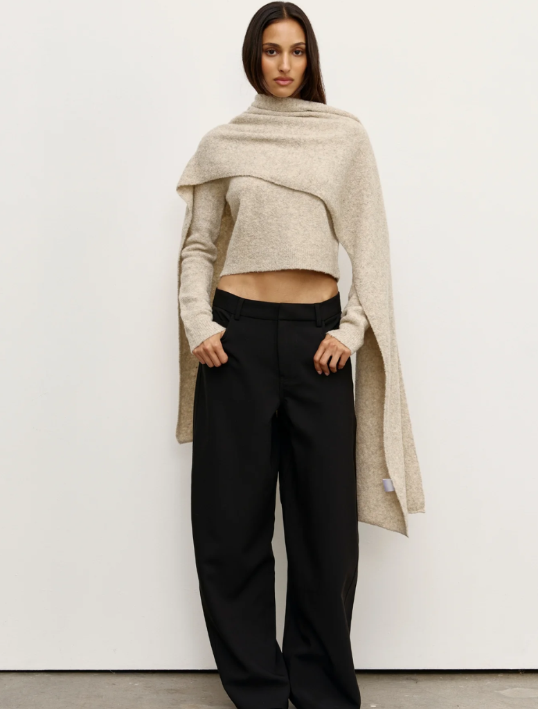 Beige Soba Scarf named Urchin, featuring a textured design suitable for various outfits and occasions.
