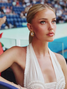 Vintage-inspired SOHO studs in gold, adorned with clear crystals and omega backing, suitable for sensitive ears.