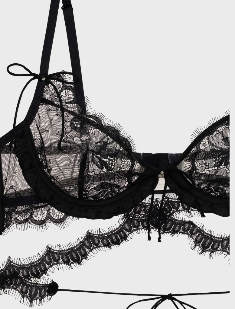Black Sonja Underwire Bra featuring adjustable straps and a smooth finish for support and comfort.