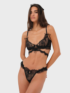 Black Sonja Underwire Bra featuring adjustable straps and a smooth finish for support and comfort.