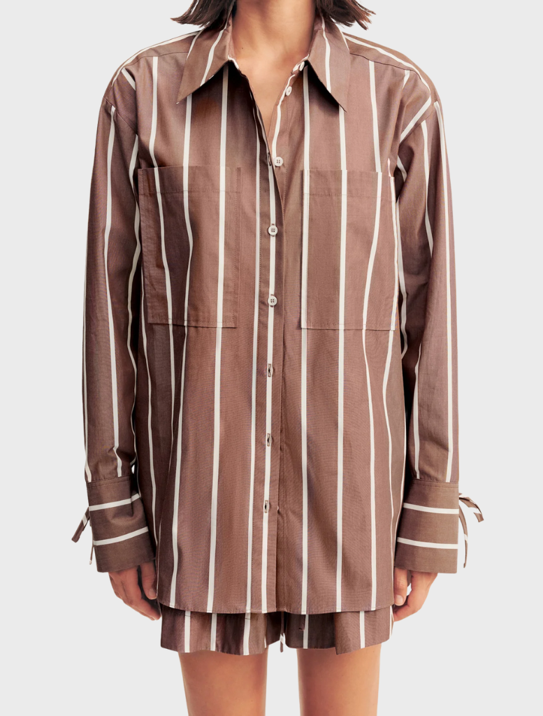 Spencer shirt in Cafe Au Lait color, featuring a classic design with a soft, neutral tone suitable for various occasions.