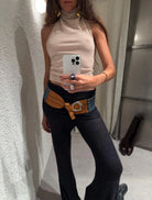 Multicolour Nuvola belt with a prominent buckle and two adjustable straps.