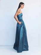 Chic steel Audrey gown with a flattering fit and elegant lines, designed for special occasions and formal wear.