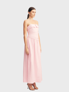 Gigi Strapless Maxi Dress with a beautiful Sakura print, designed for comfort and elegance, ideal for casual or formal occasions.