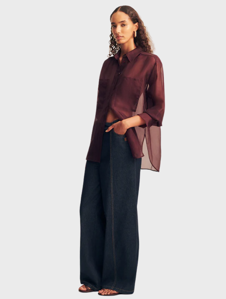 Long sleeve Tibby shirt in a rich Port Royale hue, ideal for layering or standalone wear.