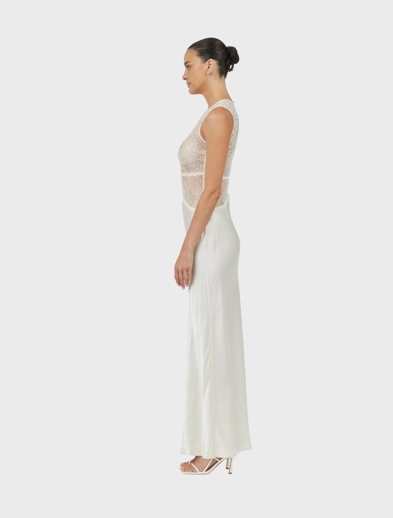 Graceful twilight dress, floor-length and in a soft dawn color, perfect for elegant evening wear or formal gatherings.