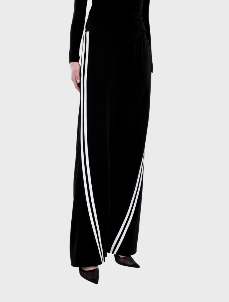  Elegant black and off-white striped Valentina pants, perfect for adding a modern touch to any outfit.